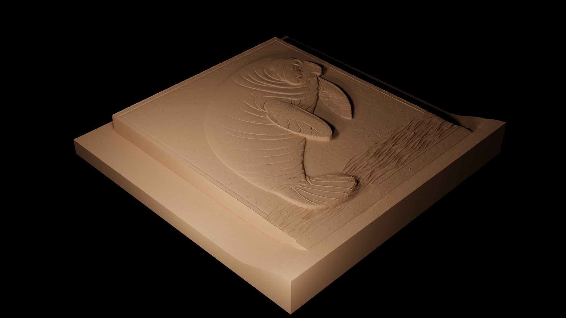 Manatee CNC 3d Print High Relief Sand Casting 3D print model_2
