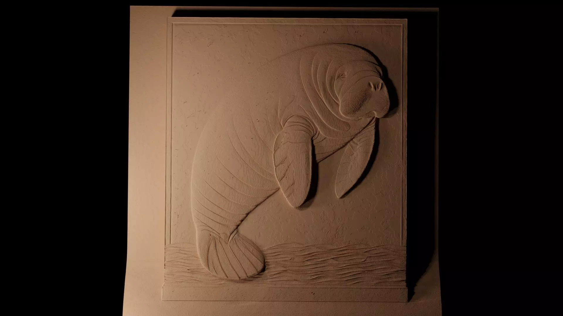Manatee CNC 3d Print High Relief Sand Casting 3D print model_0
