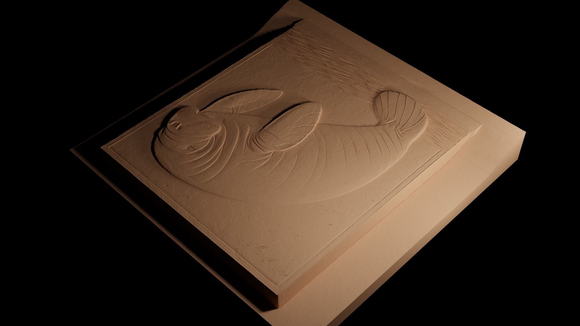 Manatee CNC 3d Print High Relief Sand Casting 3D print model_4