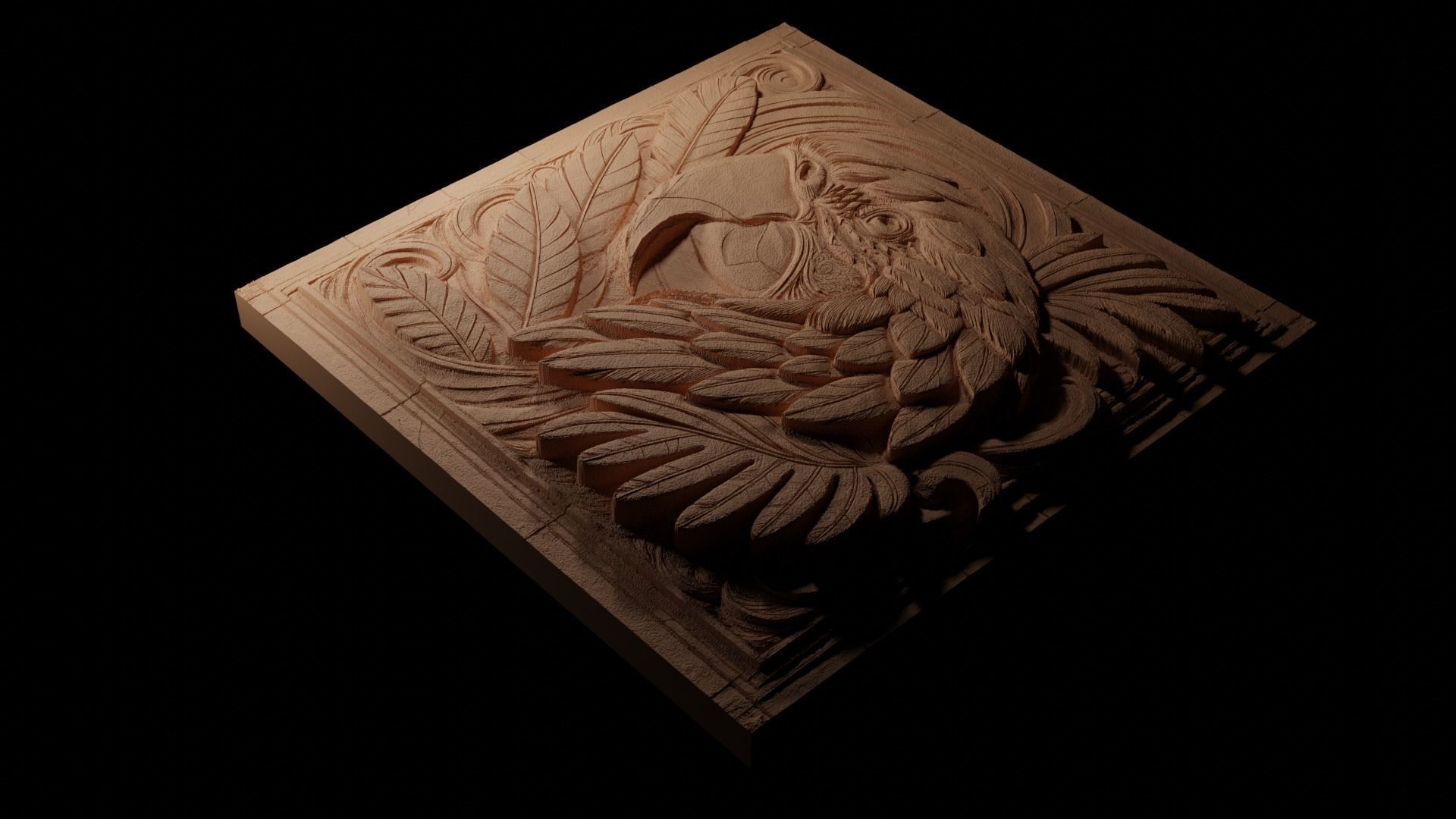 Macaw CNC 3d Print High Relief Sand Casting 3D print model_1