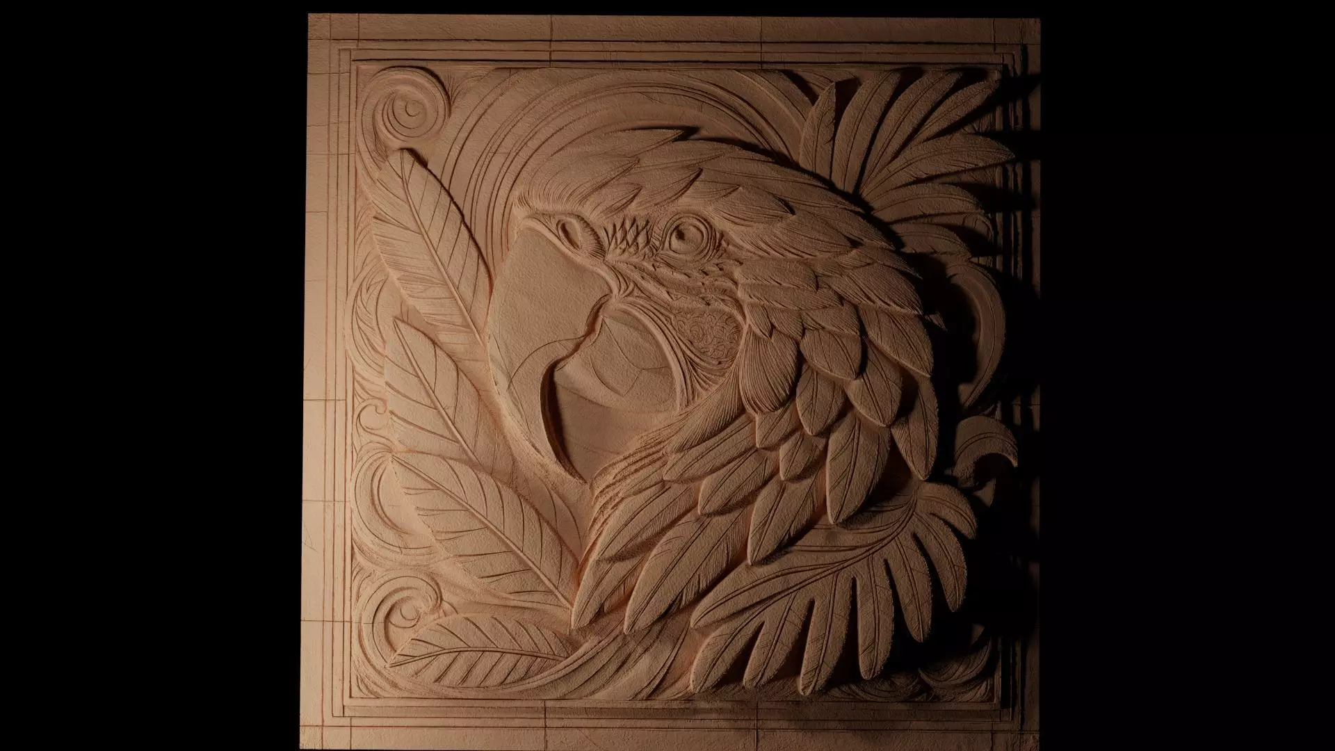 Macaw CNC 3d Print High Relief Sand Casting 3D print model_0