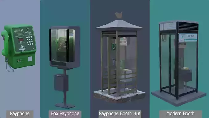 Payphone Booths 3D Model Collection