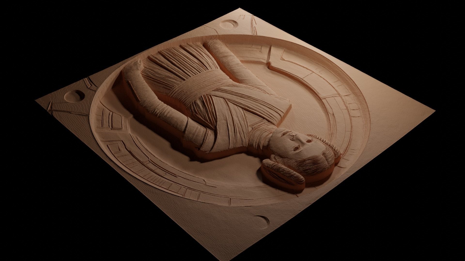 Leia Organa Star Wars CNC 3d Print High Relief Sand Casting 3D print model_3