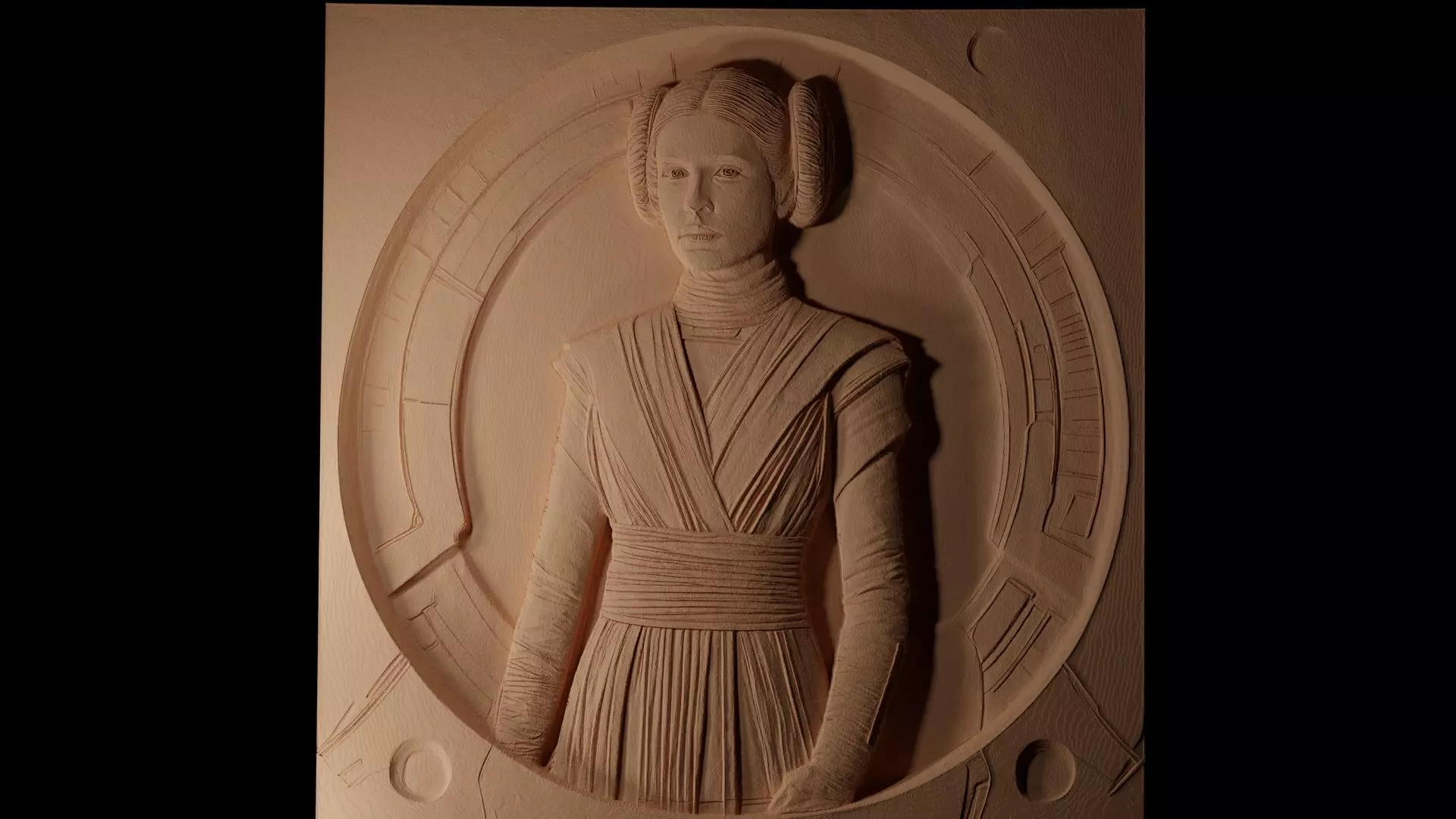 Leia Organa Star Wars CNC 3d Print High Relief Sand Casting 3D print model_0