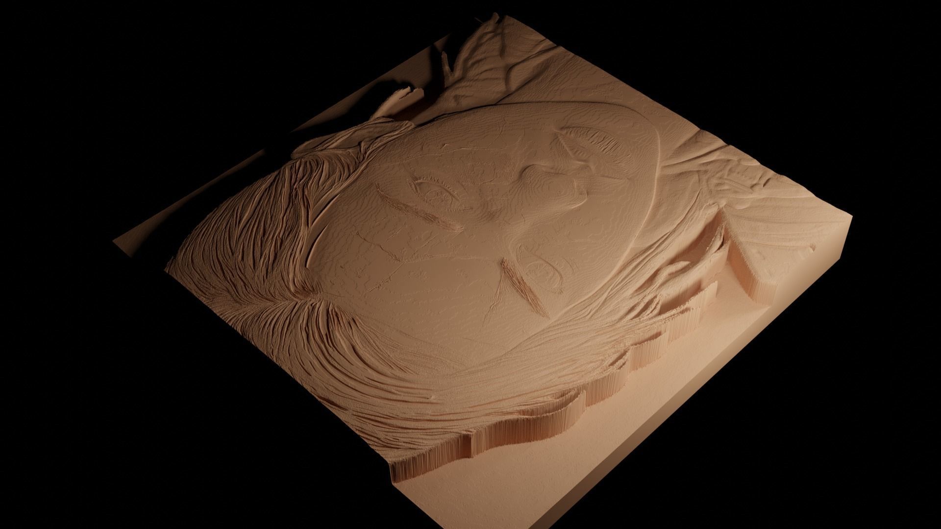 Lara Croft Tomb Raider CNC 3d Print High Relief Sand Casting 3D print model_4