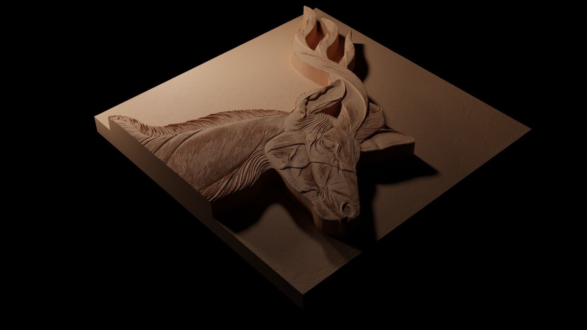 Kudu CNC 3d Print High Relief Sand Casting 3D print model_1