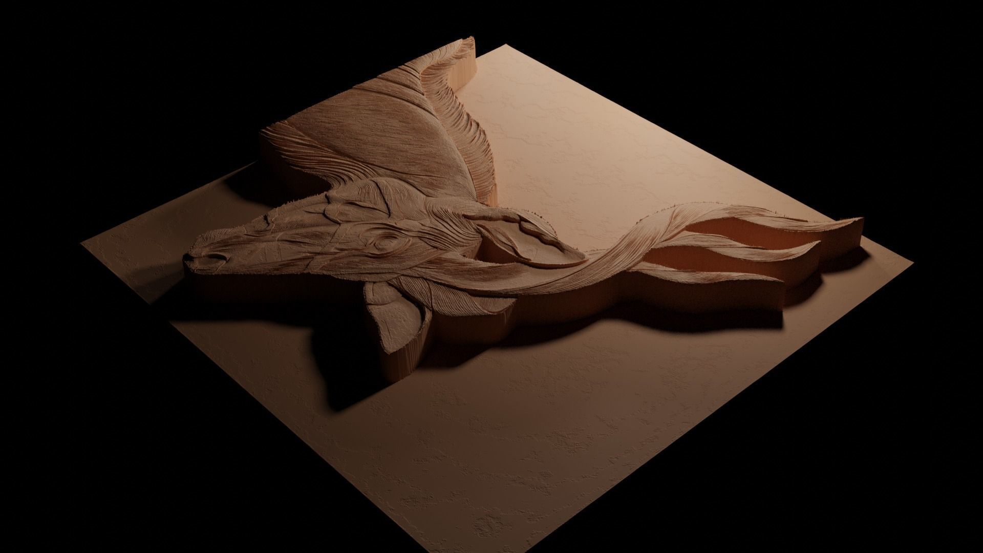 Kudu CNC 3d Print High Relief Sand Casting 3D print model_3