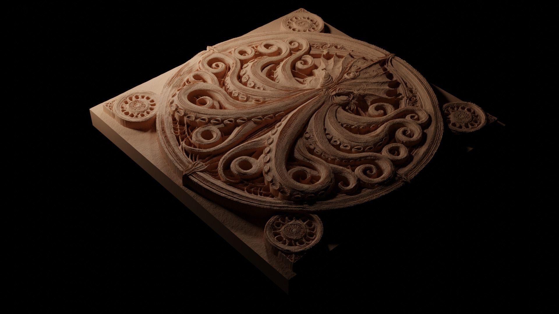 Kraken CNC 3d Print High Relief Sand Casting 3D print model_1