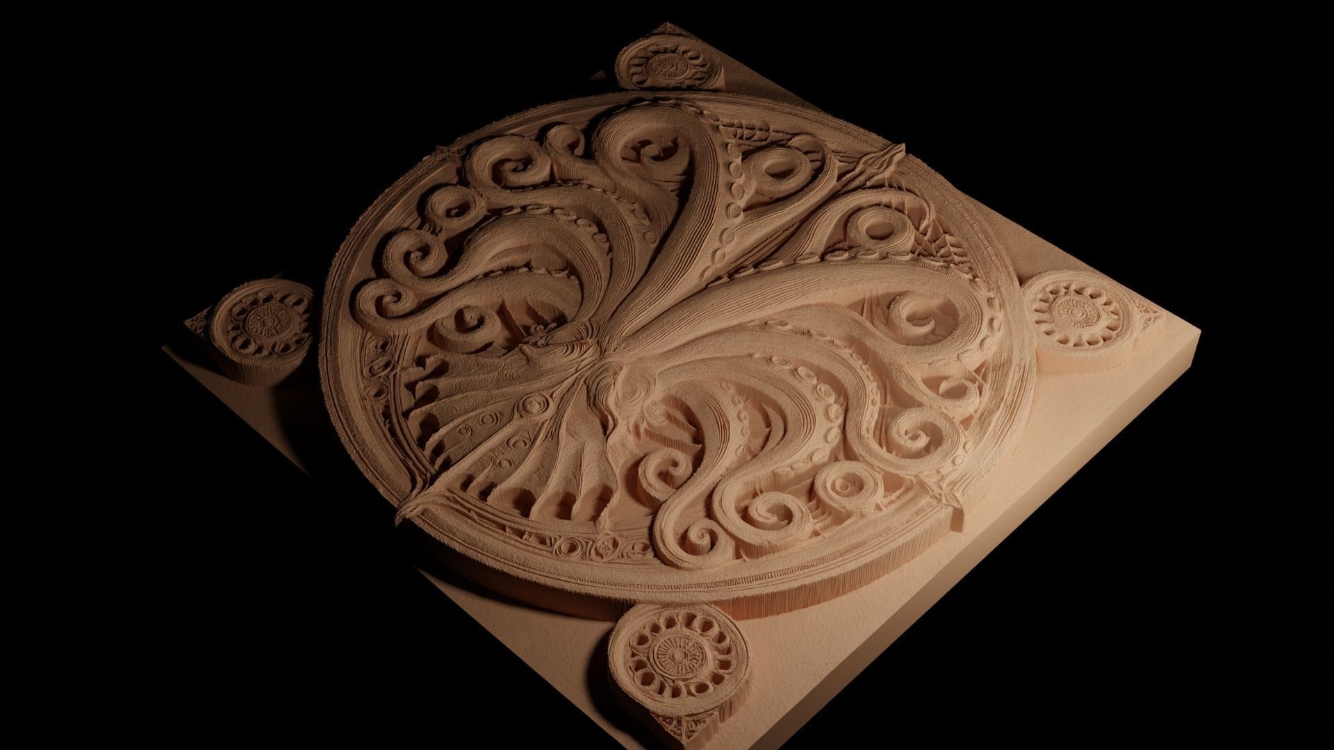 Kraken CNC 3d Print High Relief Sand Casting 3D print model_4