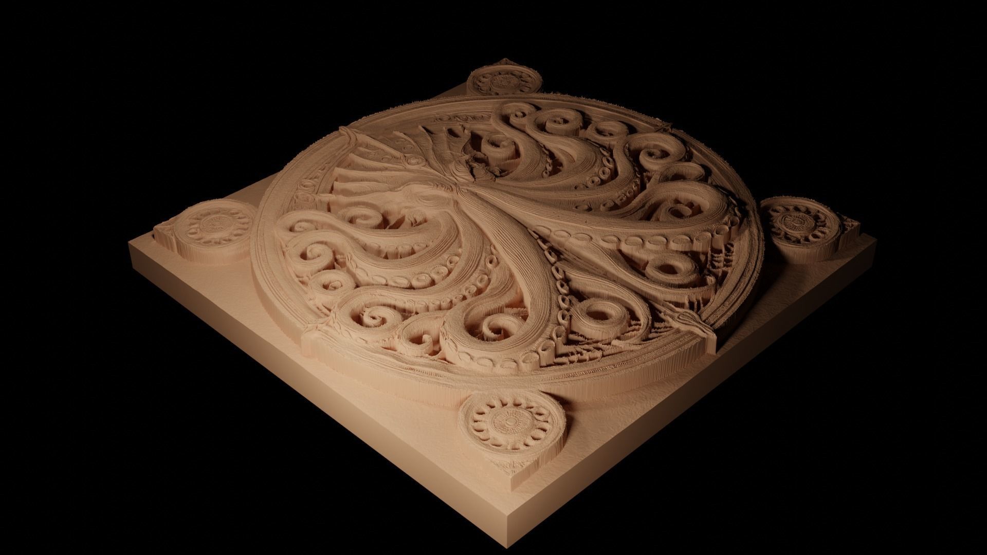 Kraken CNC 3d Print High Relief Sand Casting 3D print model_2