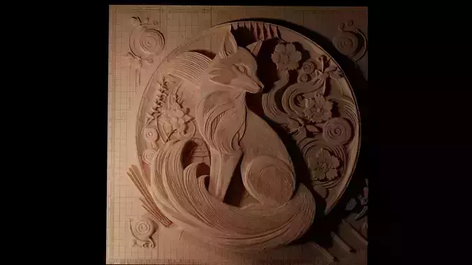 Kitsune CNC 3d Print High Relief Sand Casting 3D print model