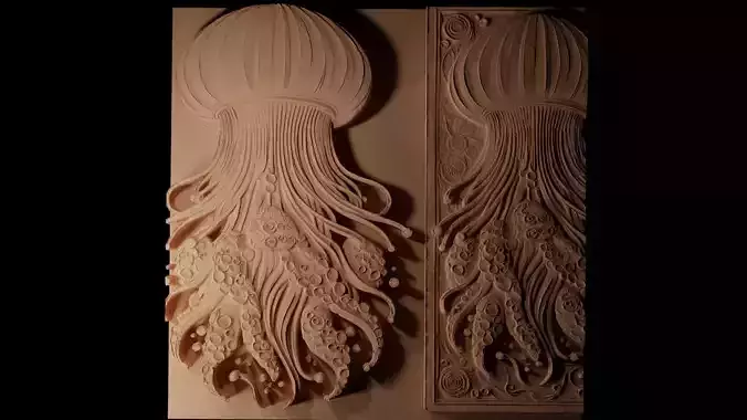 Jellyfish CNC 3d Print High Relief Sand Casting 3D print model