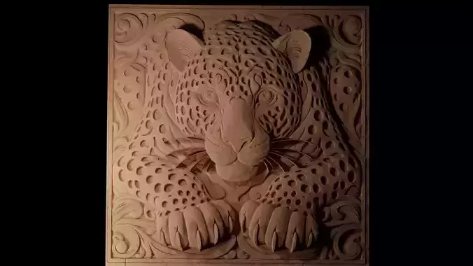 Jaguar CNC 3d Print High Relief Sand Casting 3D print model