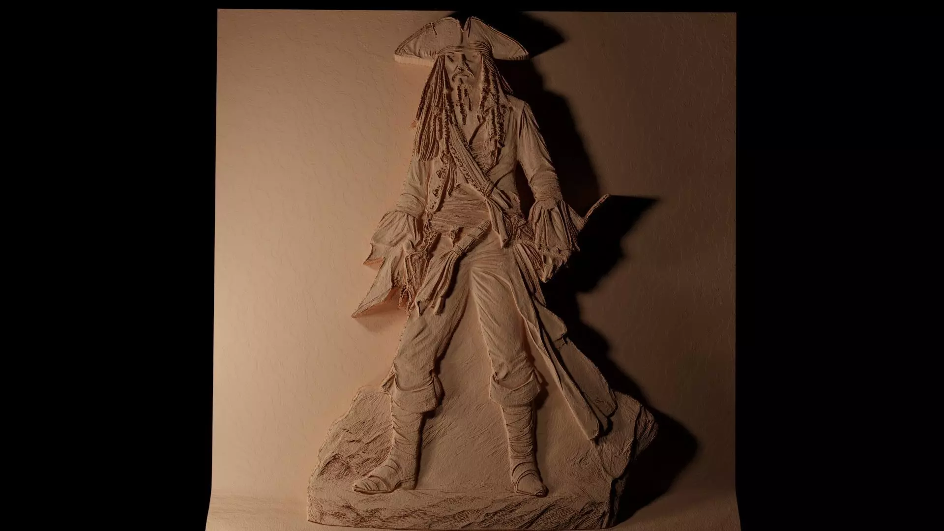 Jack Sparrow Pirate CNC 3d Print High Relief Sand Casting 3D print model_0