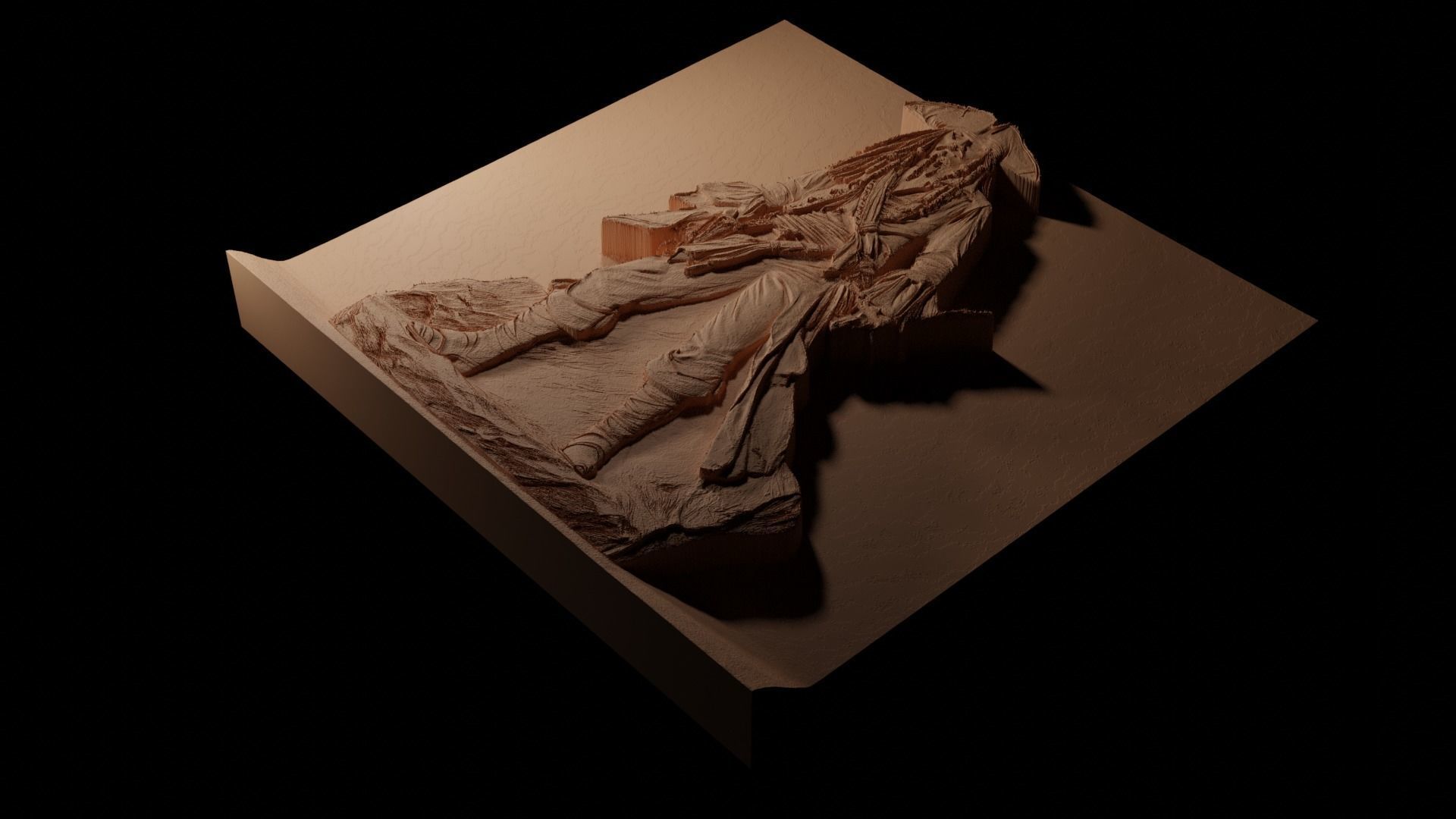 Jack Sparrow Pirate CNC 3d Print High Relief Sand Casting 3D print model_1