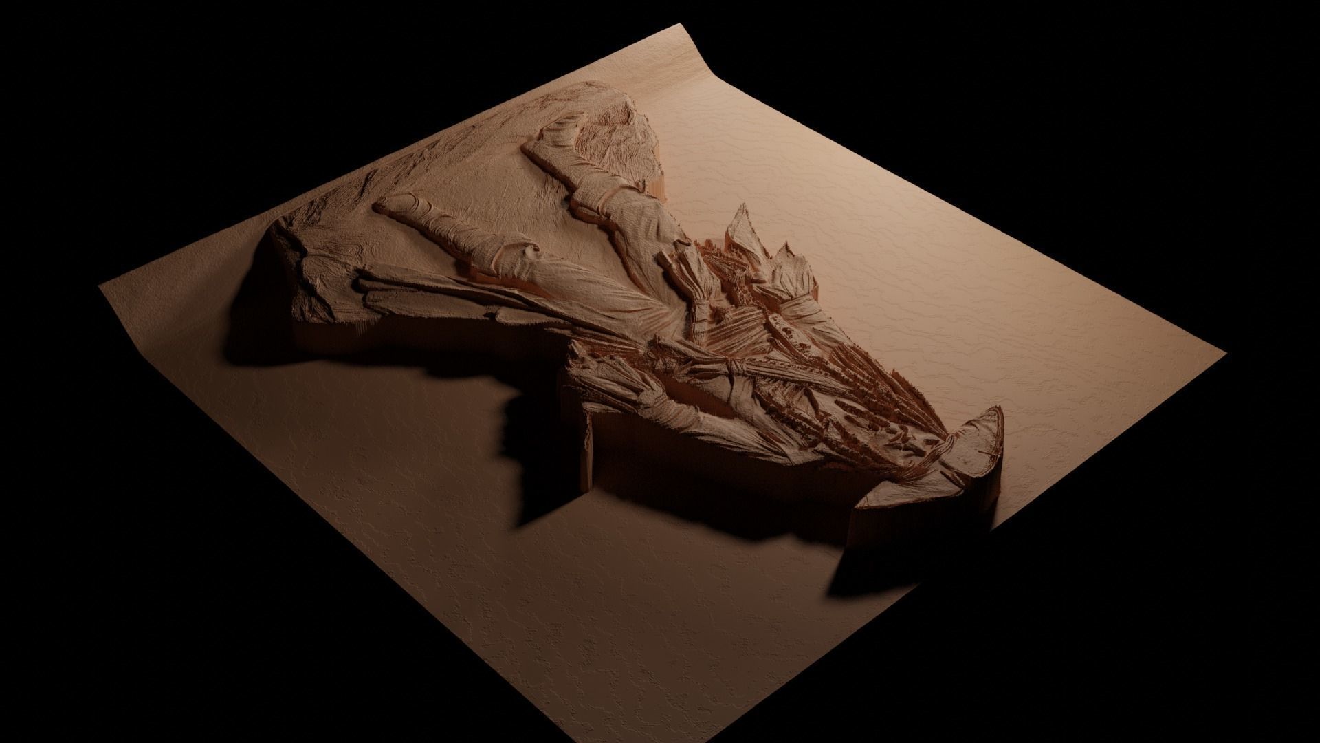 Jack Sparrow Pirate CNC 3d Print High Relief Sand Casting 3D print model_3