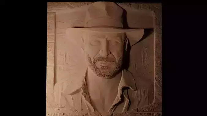 Indiana Jones CNC 3d Print High Relief Sand Casting 3D print model