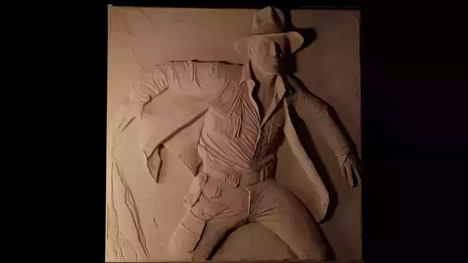 Indiana Jones CNC 3d Print High Relief Sand Casting 3D print model