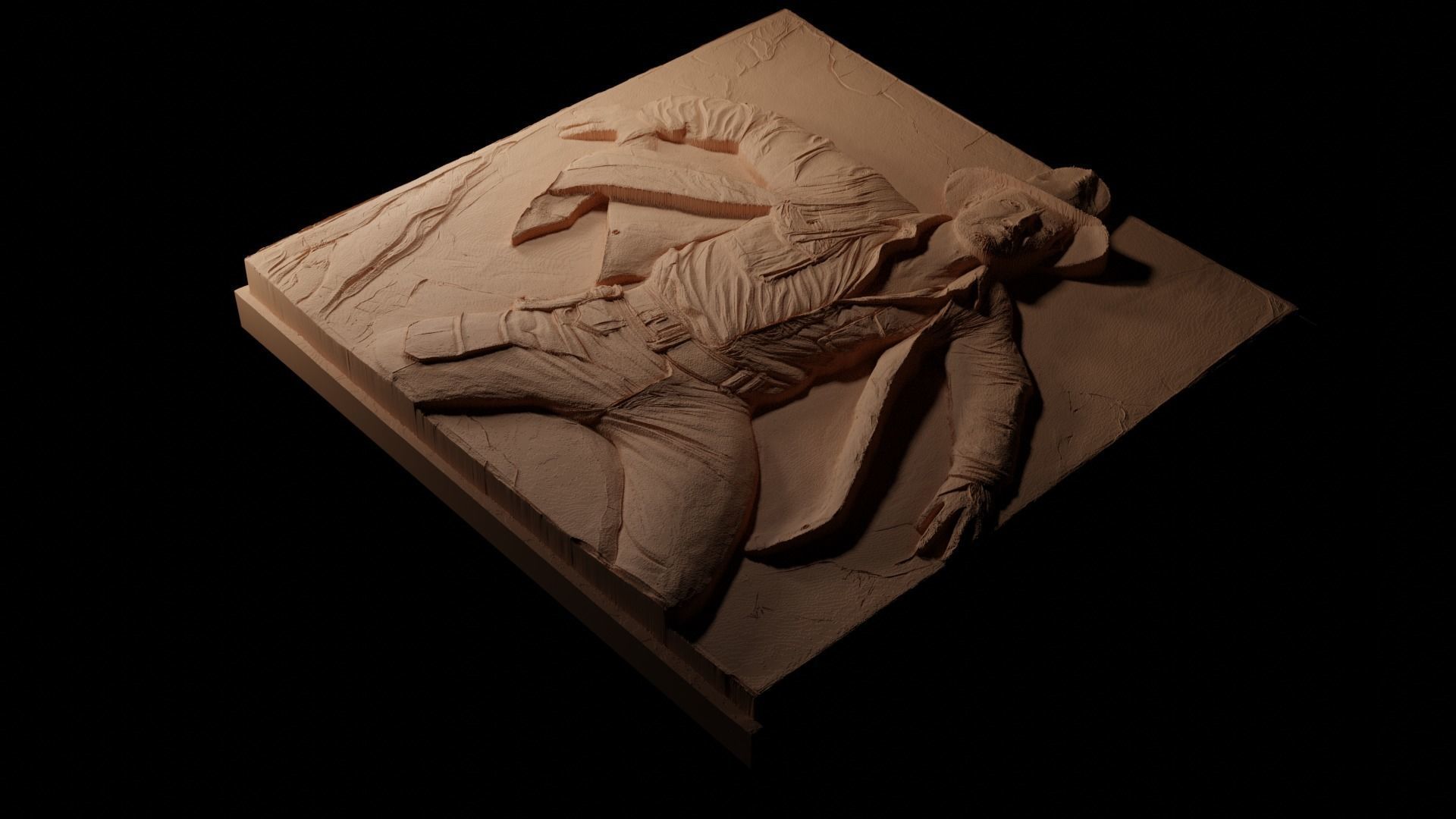 Indiana Jones CNC 3d Print High Relief Sand Casting 3D print model_1