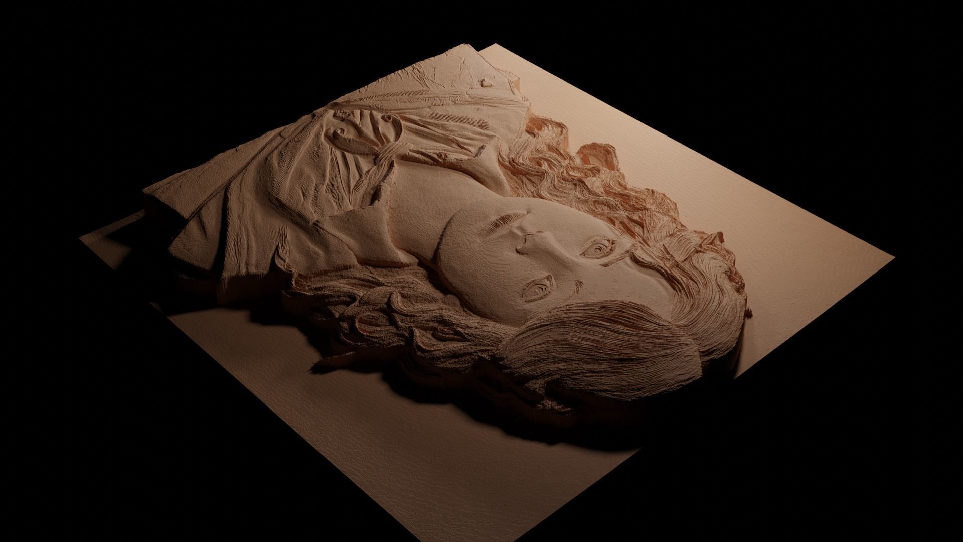 Hermione Harry Potter CNC 3d Print High Relief Sand Casting 3D print model_3