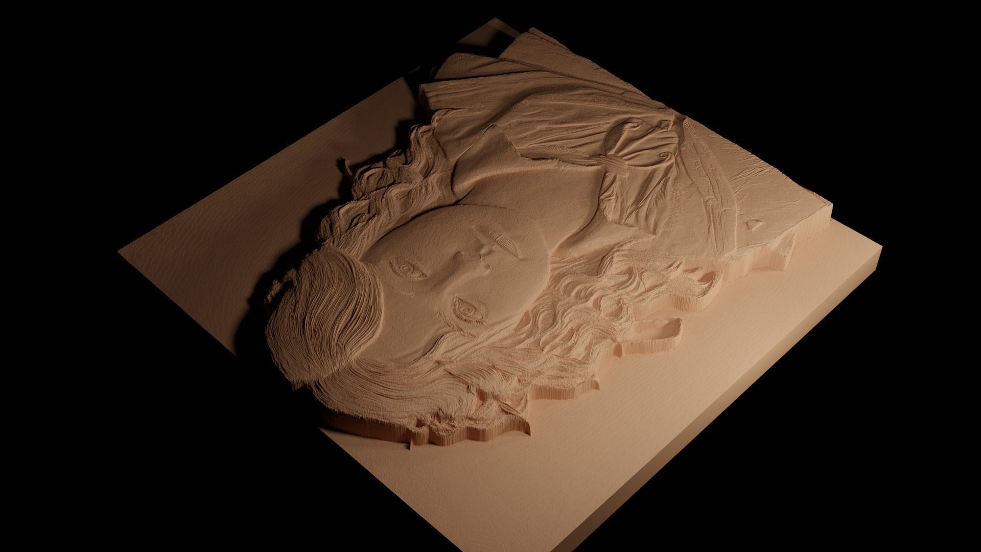 Hermione Harry Potter CNC 3d Print High Relief Sand Casting 3D print model_4