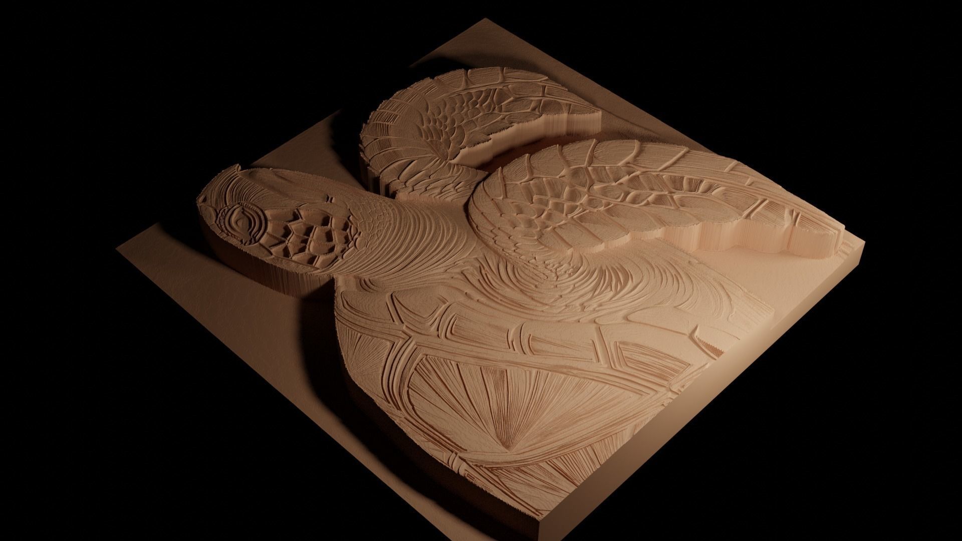 Hawksbill Turtle CNC 3d Print High Relief Sand Casting 3D print model_4