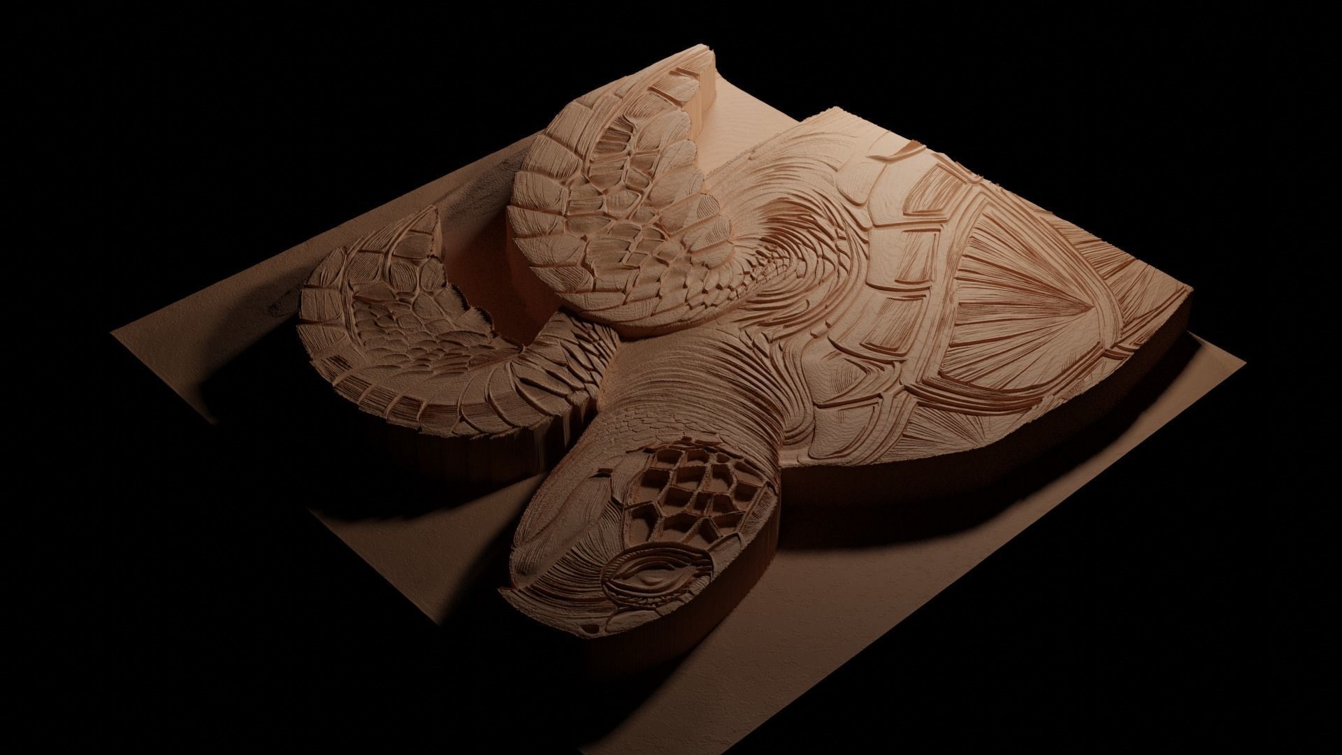 Hawksbill Turtle CNC 3d Print High Relief Sand Casting 3D print model_3