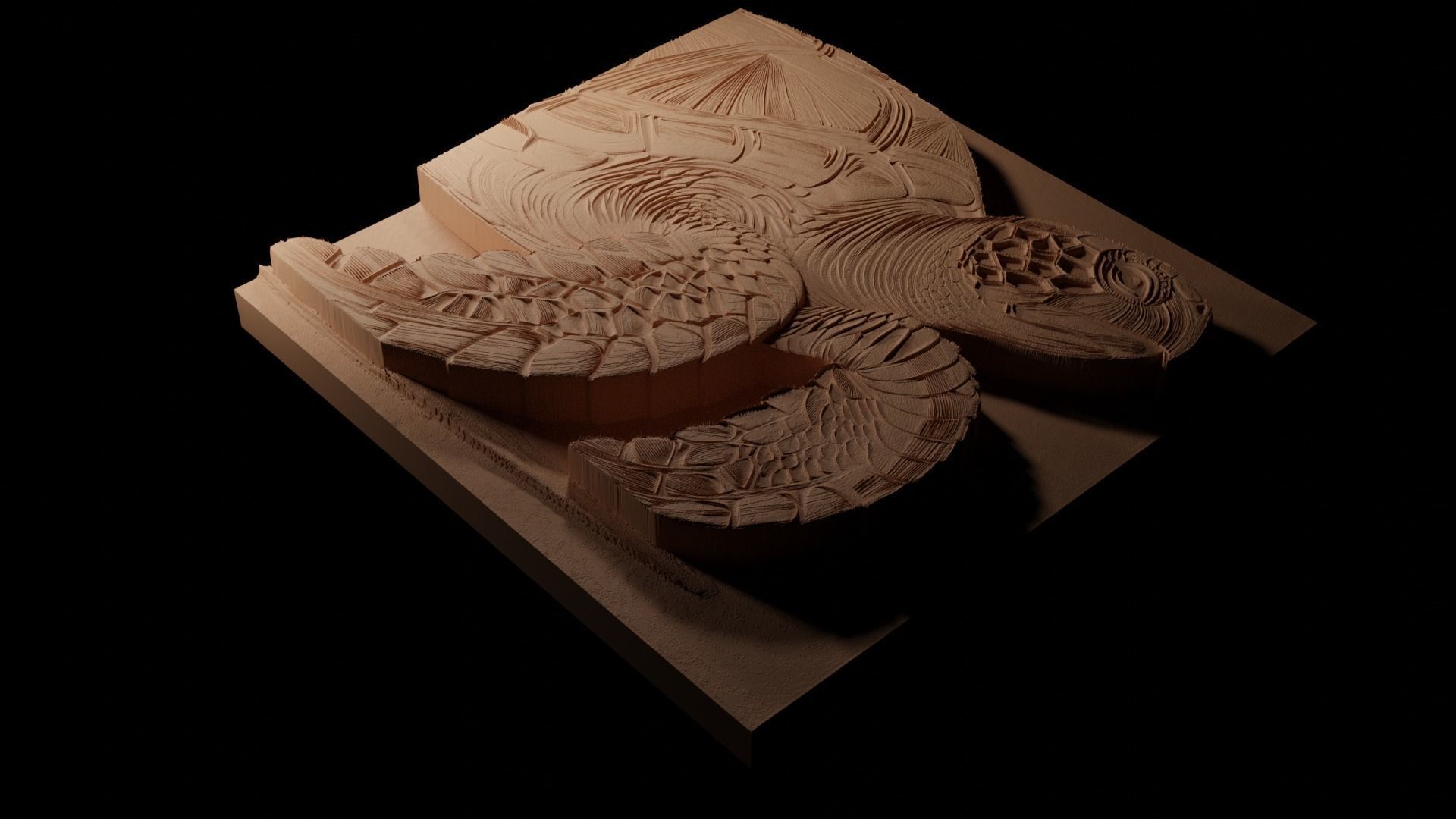 Hawksbill Turtle CNC 3d Print High Relief Sand Casting 3D print model_1