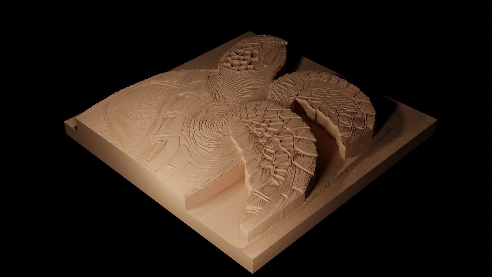 Hawksbill Turtle CNC 3d Print High Relief Sand Casting 3D print model_2