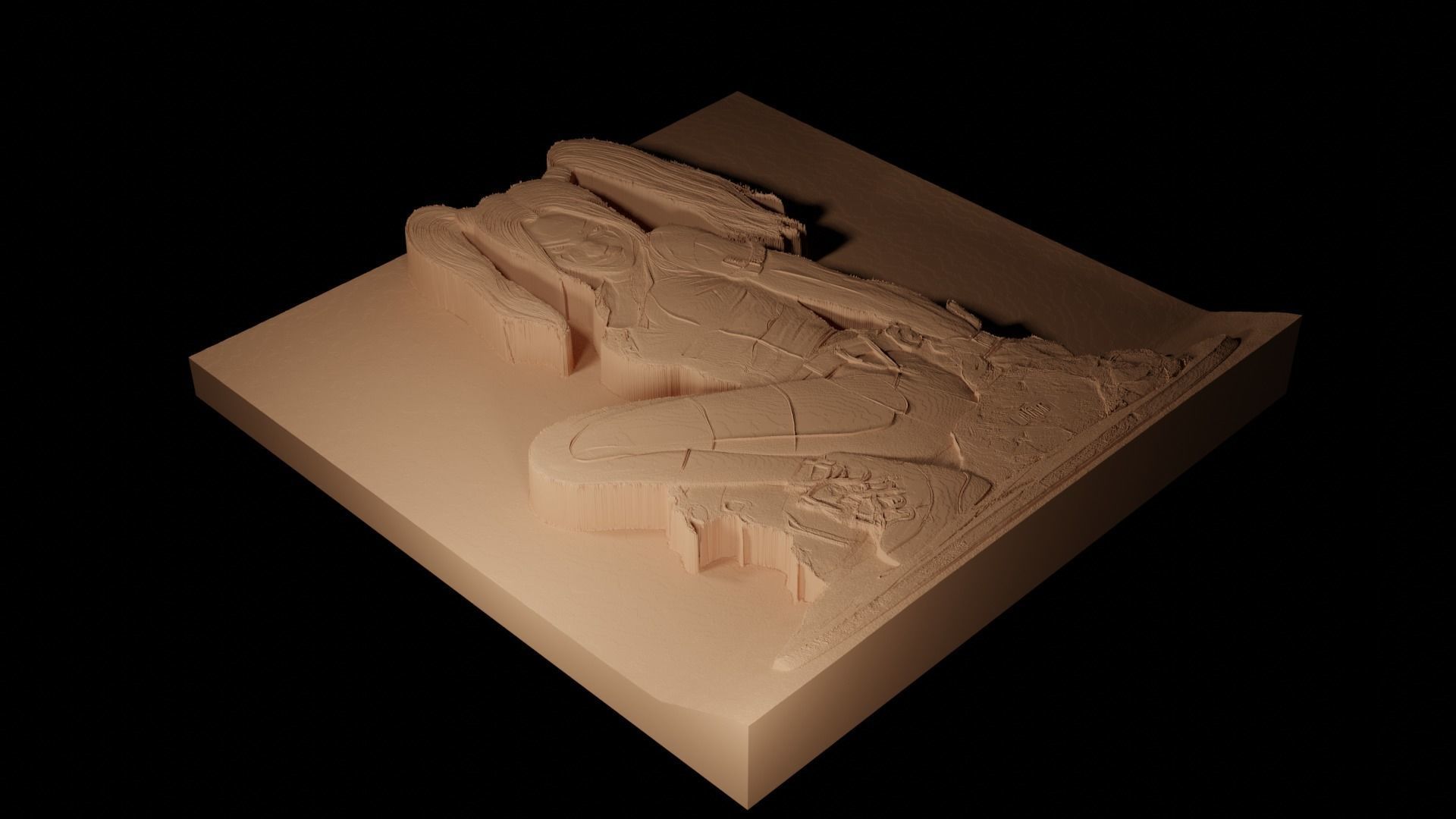 Harley Quinn DC CNC 3d Print High Relief Sand Casting 3D print model_2