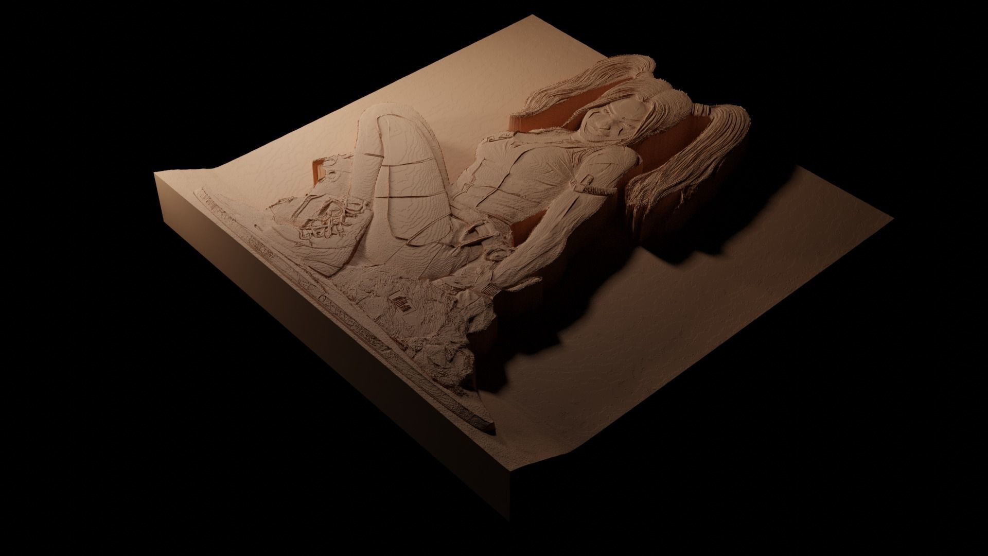 Harley Quinn DC CNC 3d Print High Relief Sand Casting 3D print model_1