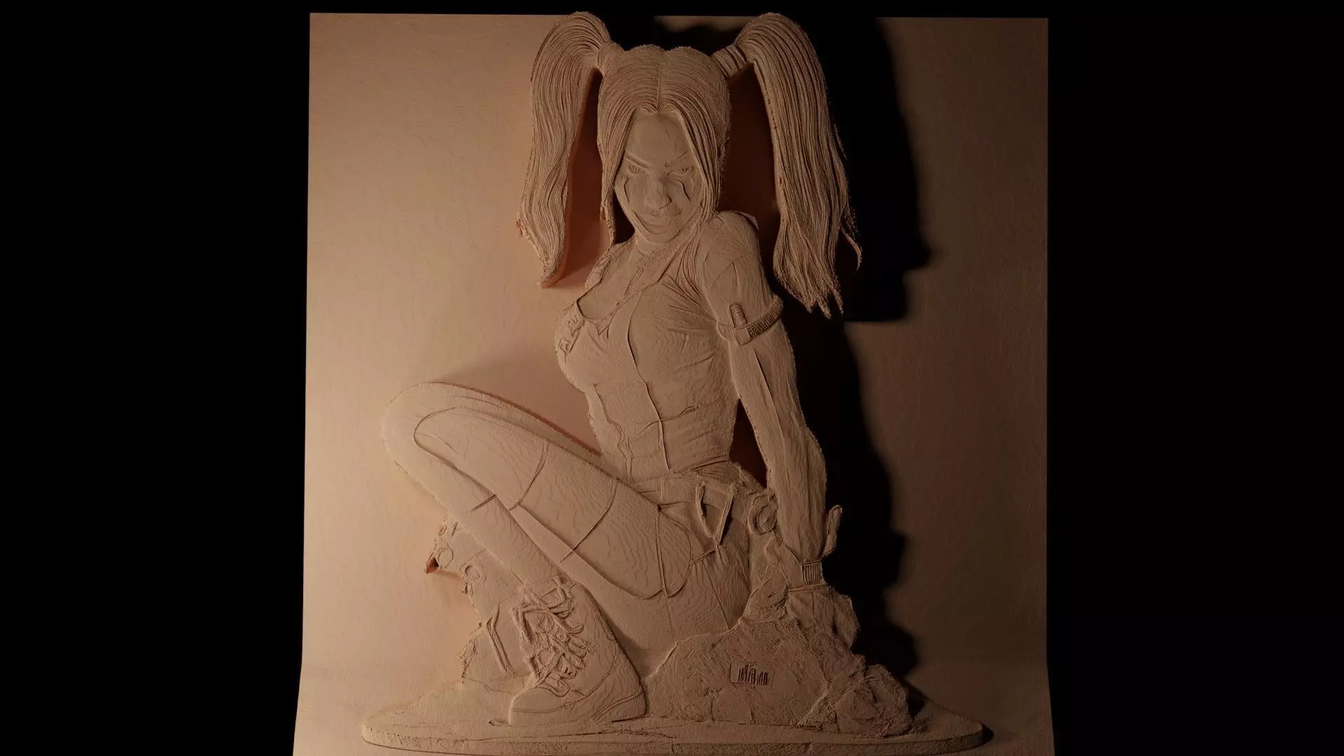 Harley Quinn DC CNC 3d Print High Relief Sand Casting 3D print model_0