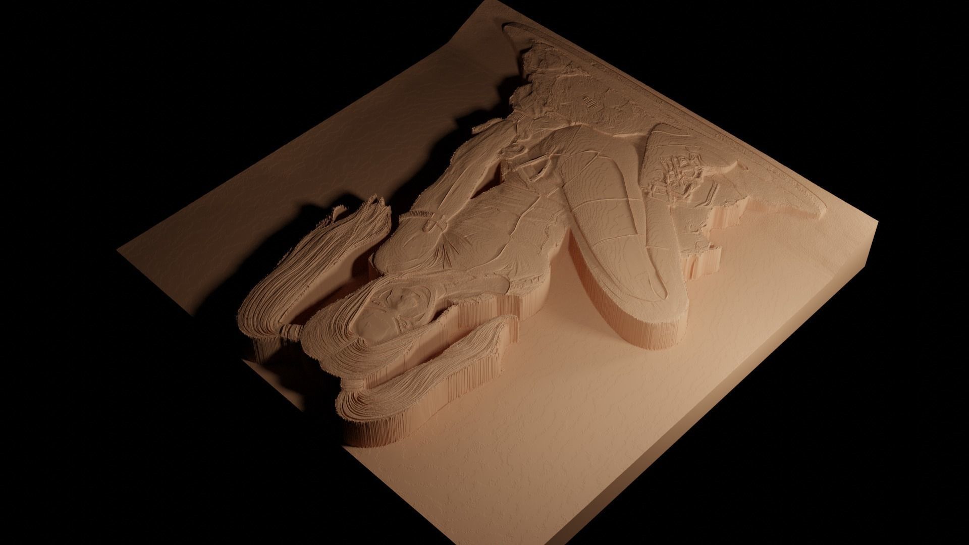 Harley Quinn DC CNC 3d Print High Relief Sand Casting 3D print model_4