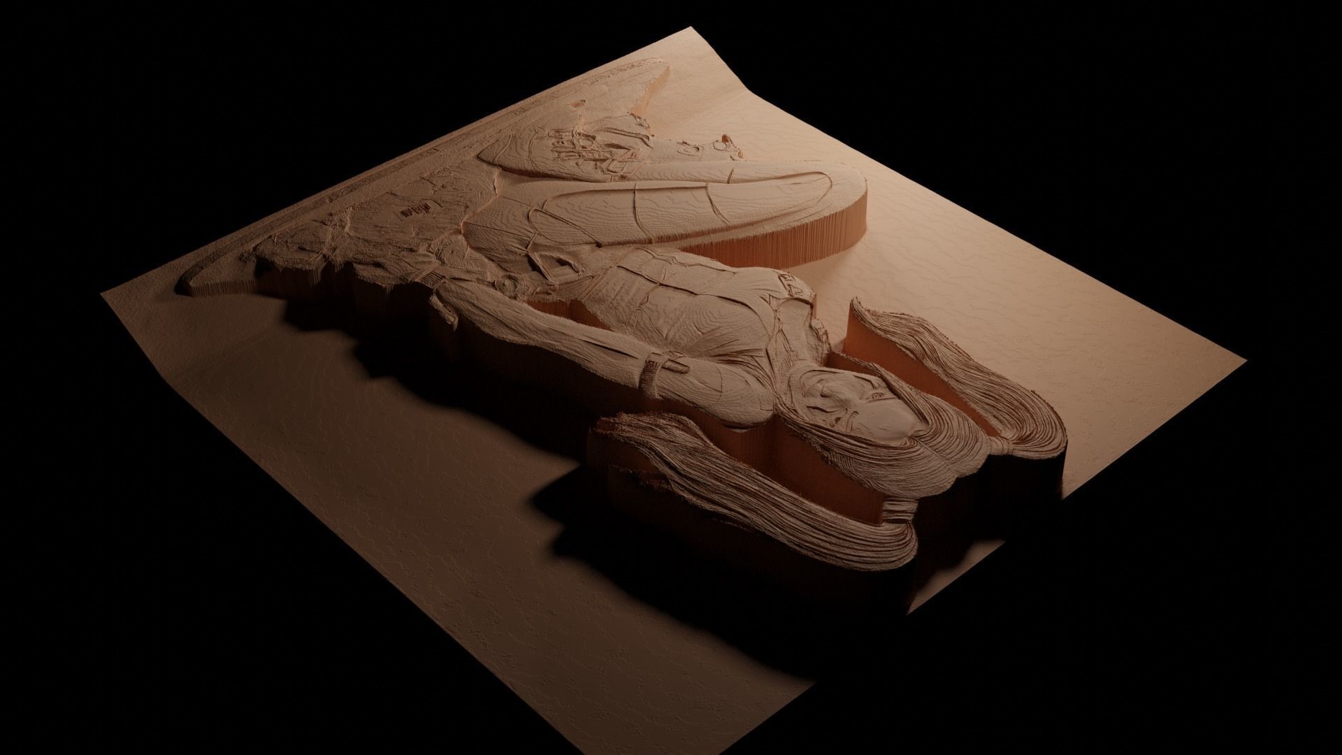 Harley Quinn DC CNC 3d Print High Relief Sand Casting 3D print model_3