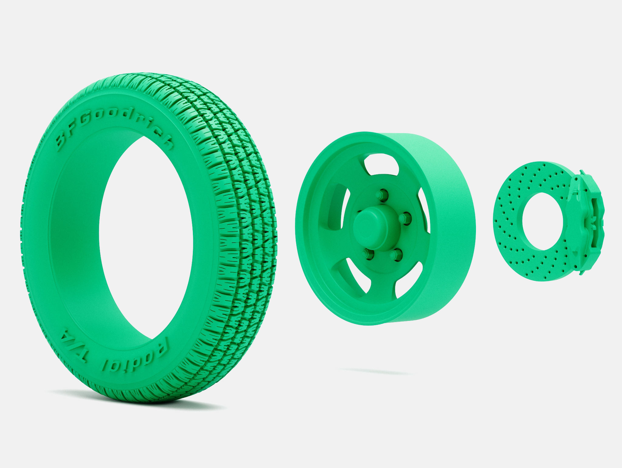 15x5 US Indy Mag Wheel BFGoodrich Radial Tire 3D print model_3