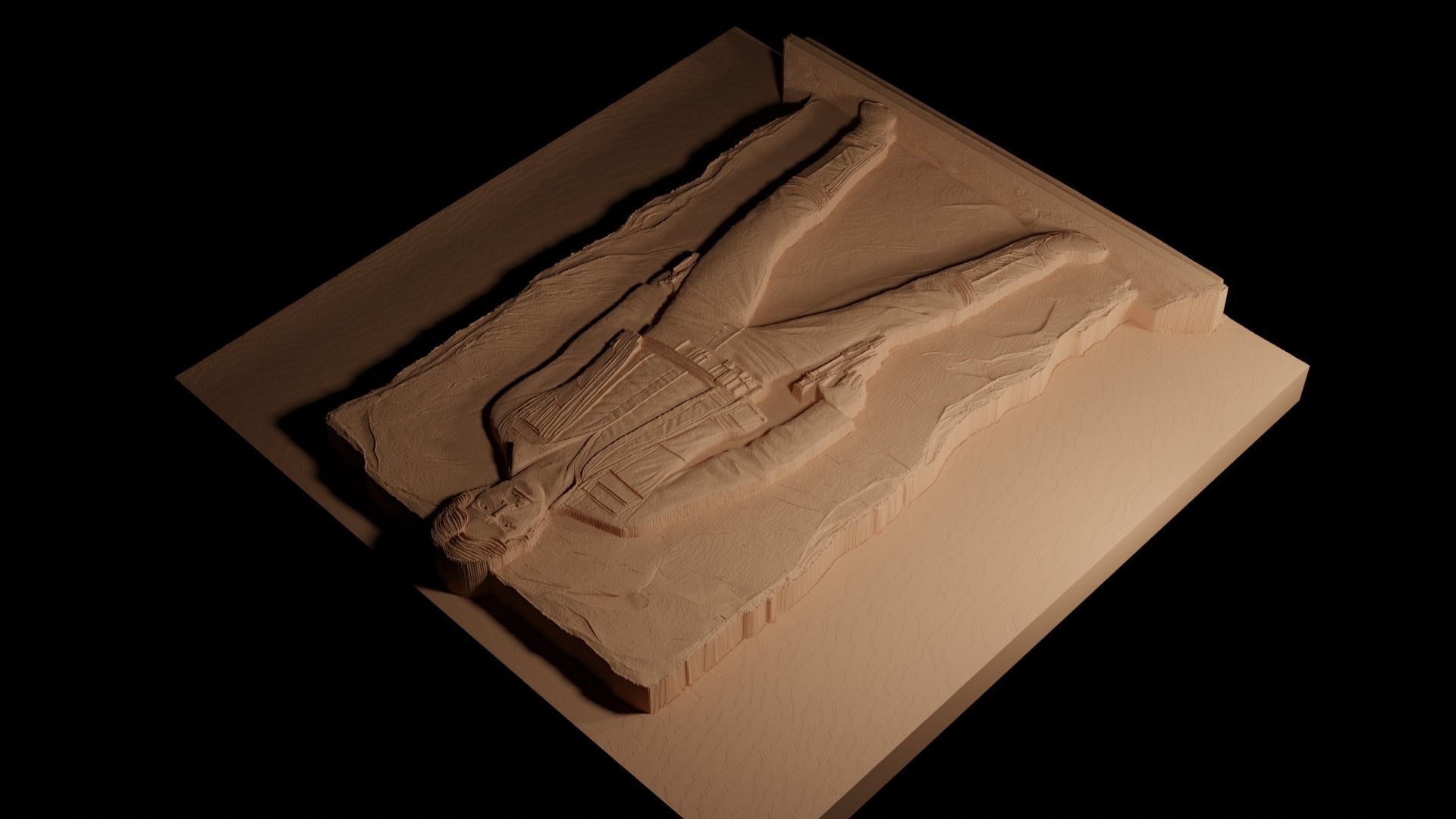 Han Solo Star Wars CNC 3d Print High Relief Sand Casting 3D print model_4