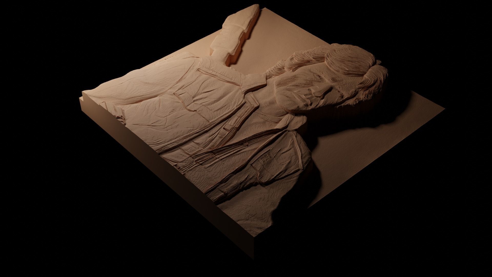 Han Solo Star Wars CNC 3d Print High Relief Sand Casting 3D print model_1