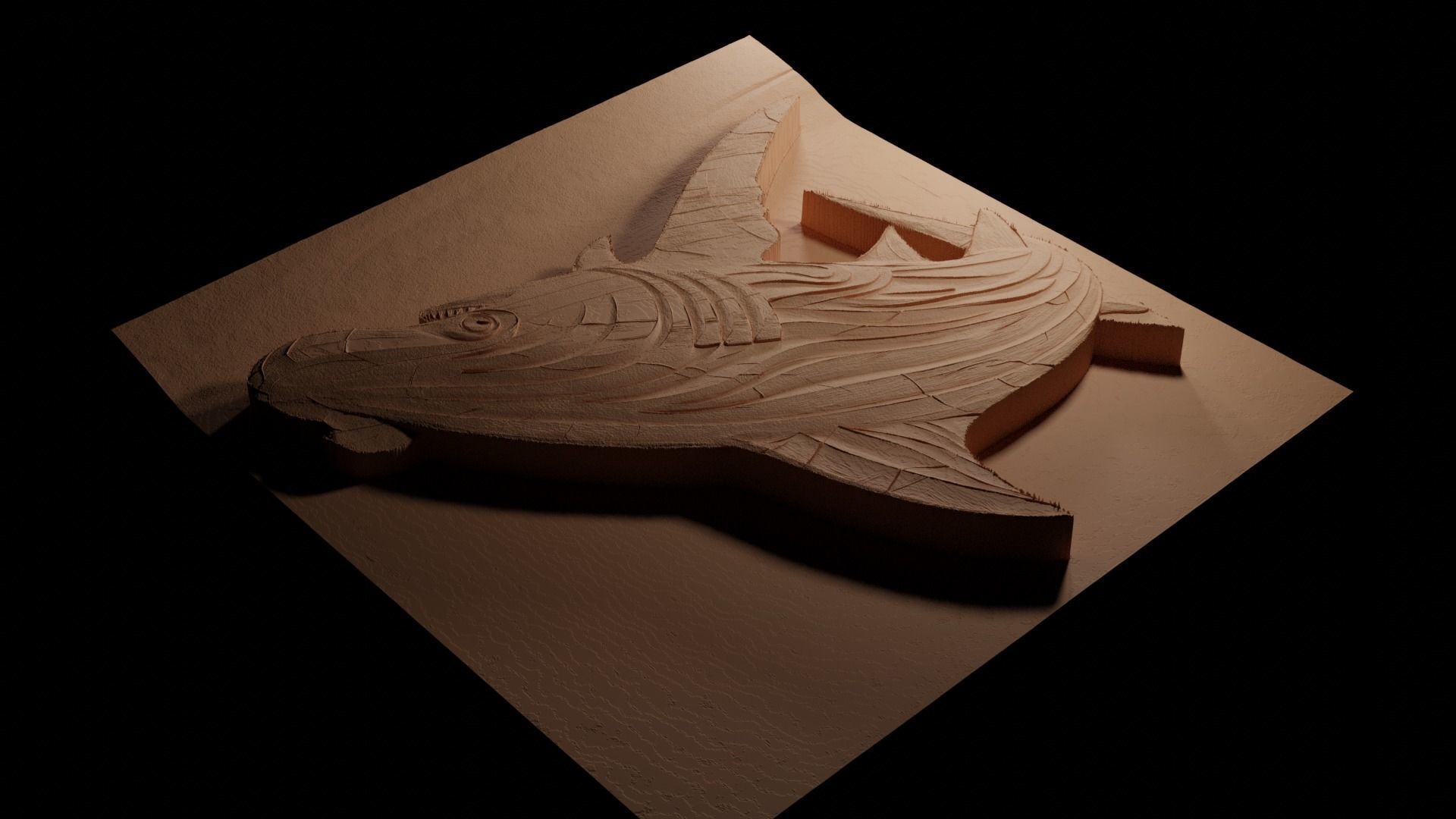 Hammerhead Shark CNC 3d Print High Relief Sand Casting 3D print model_3