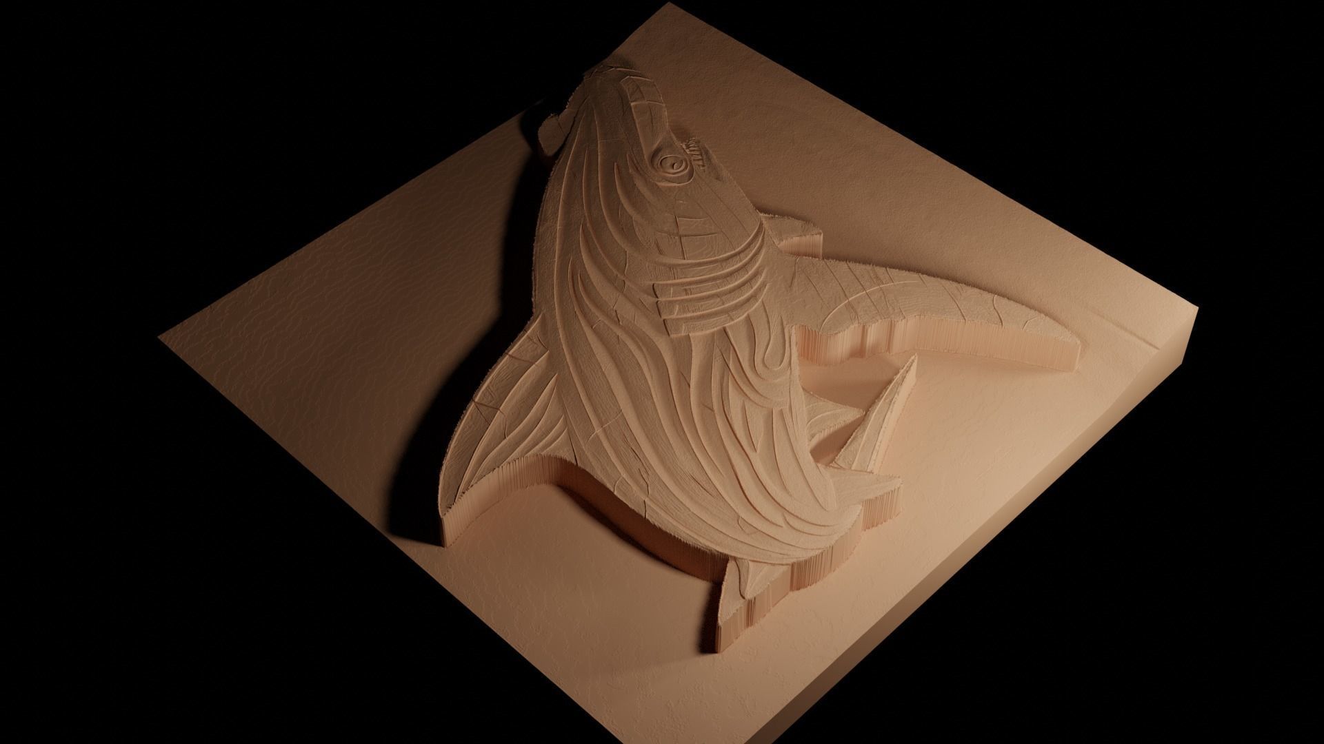 Hammerhead Shark CNC 3d Print High Relief Sand Casting 3D print model_4