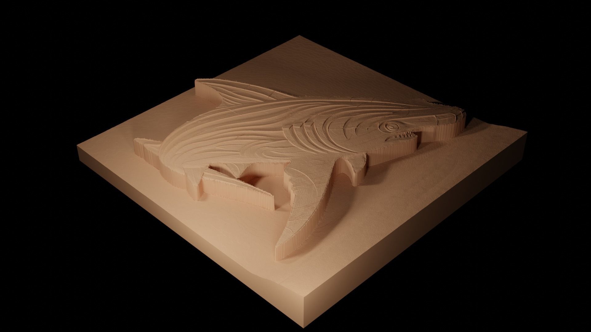 Hammerhead Shark CNC 3d Print High Relief Sand Casting 3D print model_2