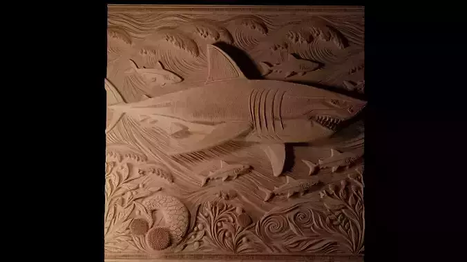 Great White Shark CNC 3d Print High Relief Sand Casting 3D print model