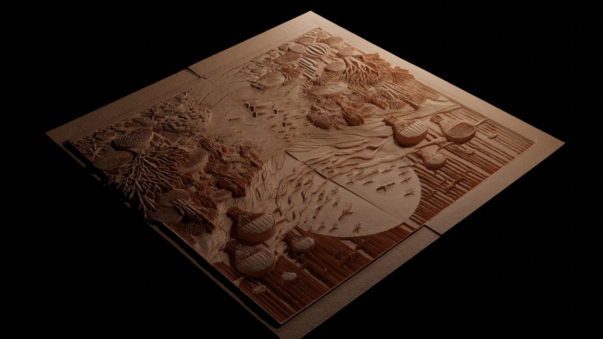 Great Barrier Reef CNC 3d Print High Relief Sand Casting 3D print model_3