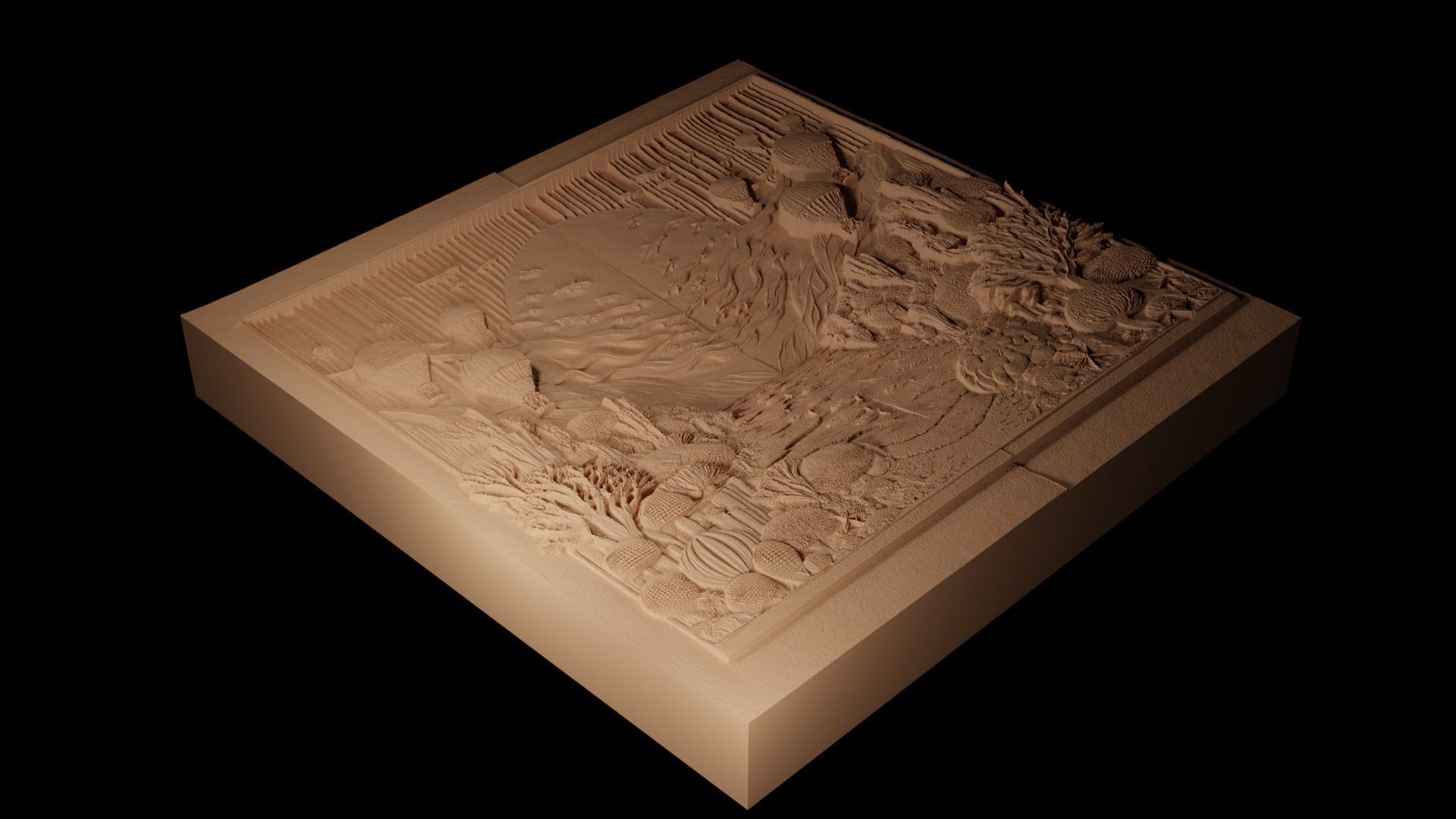 Great Barrier Reef CNC 3d Print High Relief Sand Casting 3D print model_2