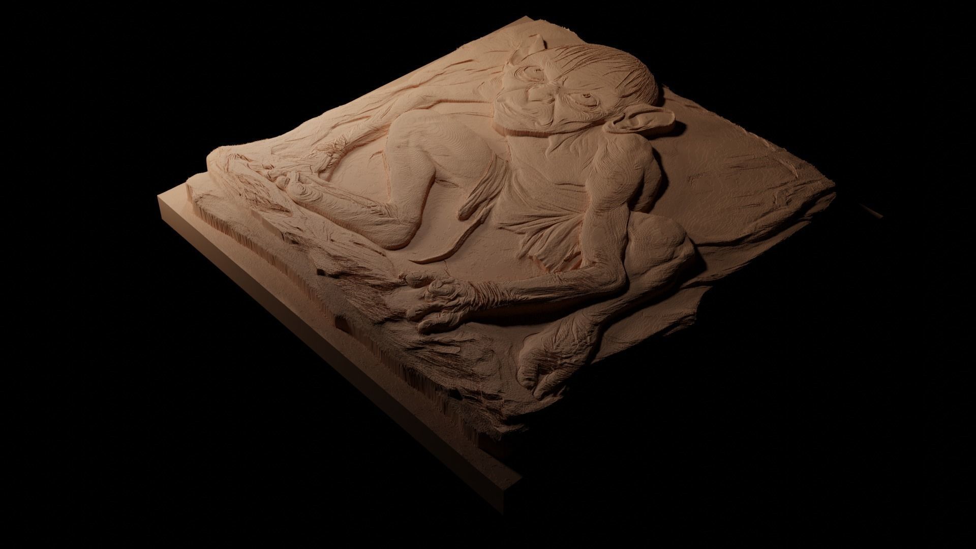 Gollum Lord of the Rings CNC 3d Print High Relief Sand Casting 3D print model_1