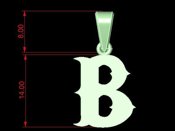 B alphabate pendant  3D print model_4