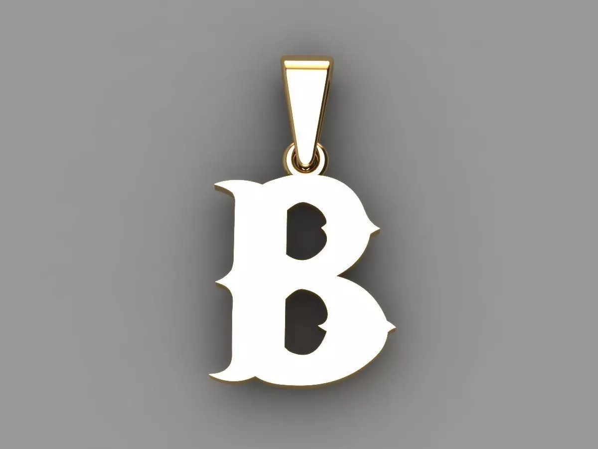 B alphabate pendant  3D print model_0