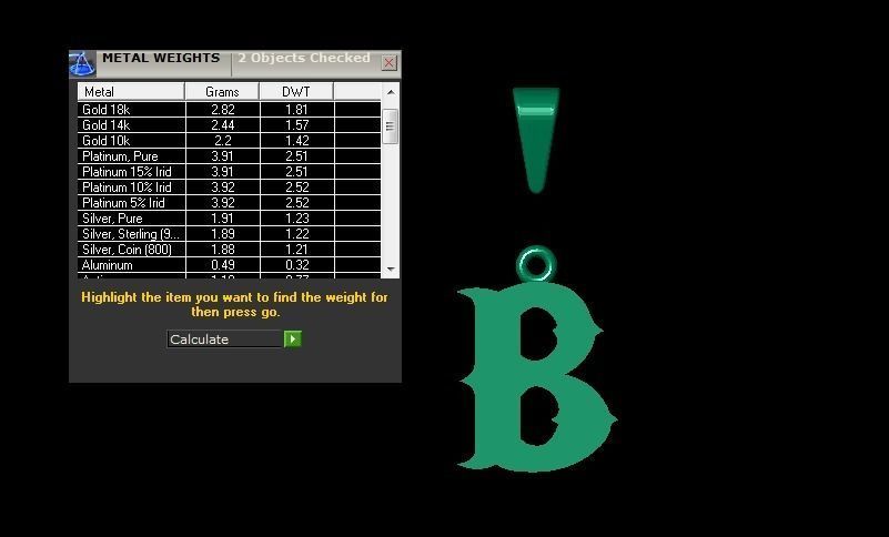 B alphabate pendant  3D print model_3