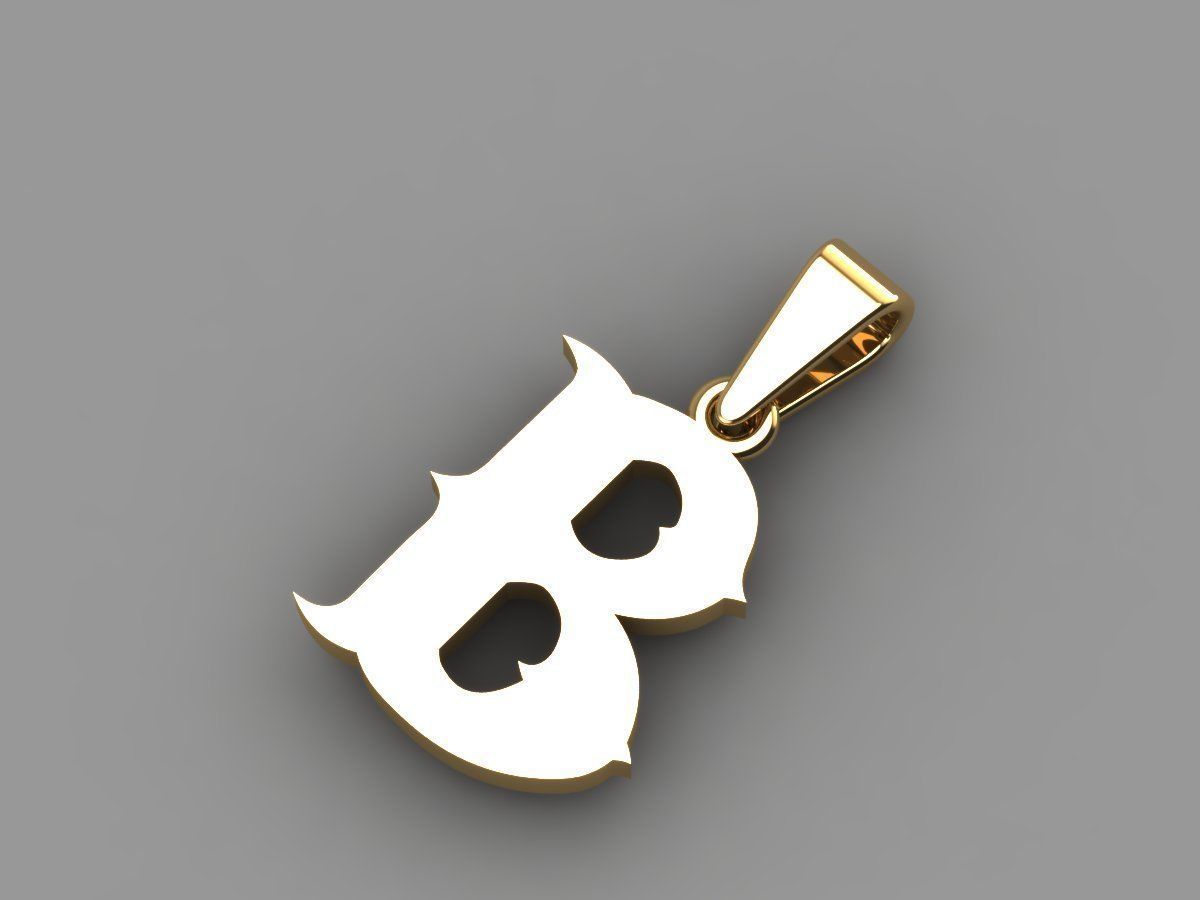 B alphabate pendant  3D print model_1