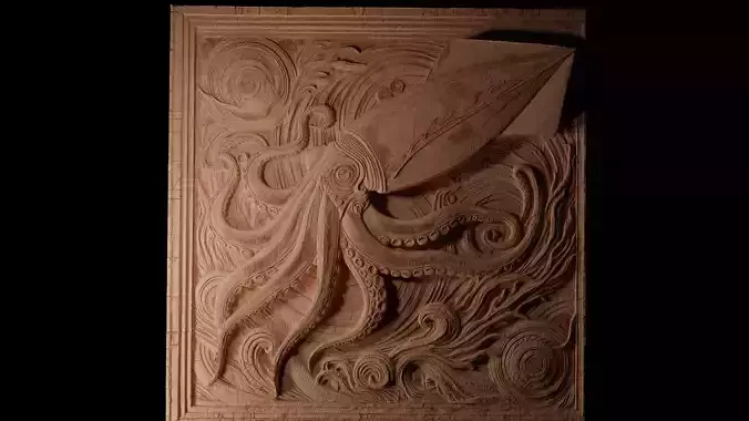 Giant Squid CNC 3d Print High Relief Sand Casting