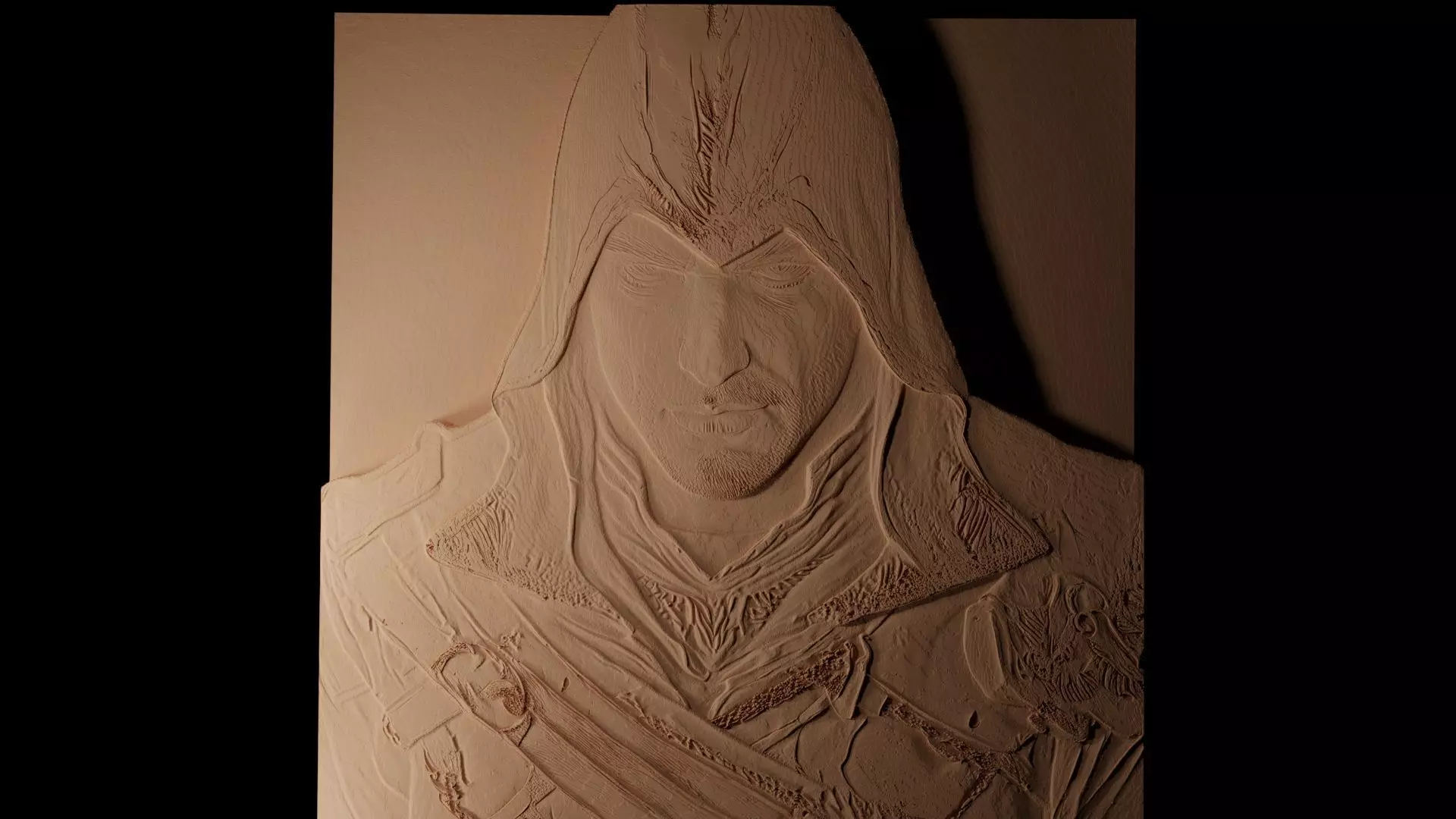 Ezio Auditore CNC 3d Print High Relief Sand Casting 3D print model_0
